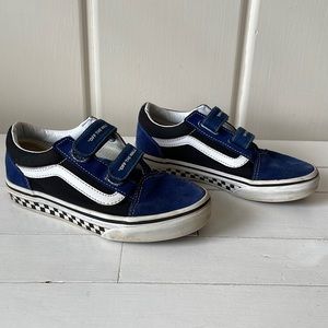 Blue & Black Vans Velcro Kids Sneakers 2